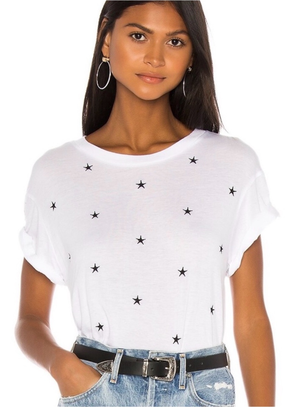 Monrow Star-Print Short Sleeve Tee